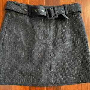 Theory Blue Belted Mini Skirt